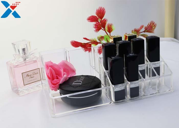 Rectangle Acrylic Makeup Drawer Organizer / Acrylic Cosmetic Organiser ROHS Approved