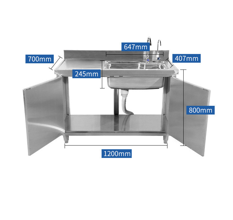 ISO9001 Anti Acid Steel Kitchen Furniture With Sink Adjustable Shelf Restaurant