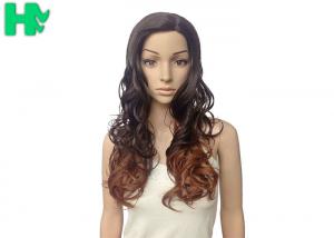 Buy cheap Long Curly Women Full Lace Synthetic Wigs High Heat Resistant Fiber Black Mixed Brown Color product