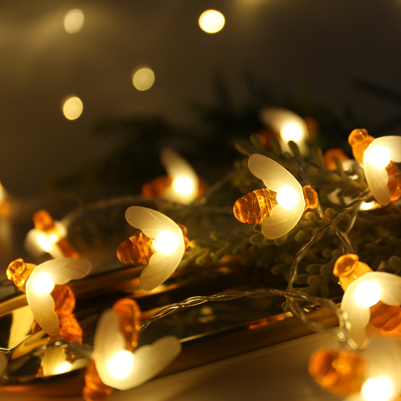 IP54 LED Fairy String Lights Solar Honey Bee Lights Garden Decoration