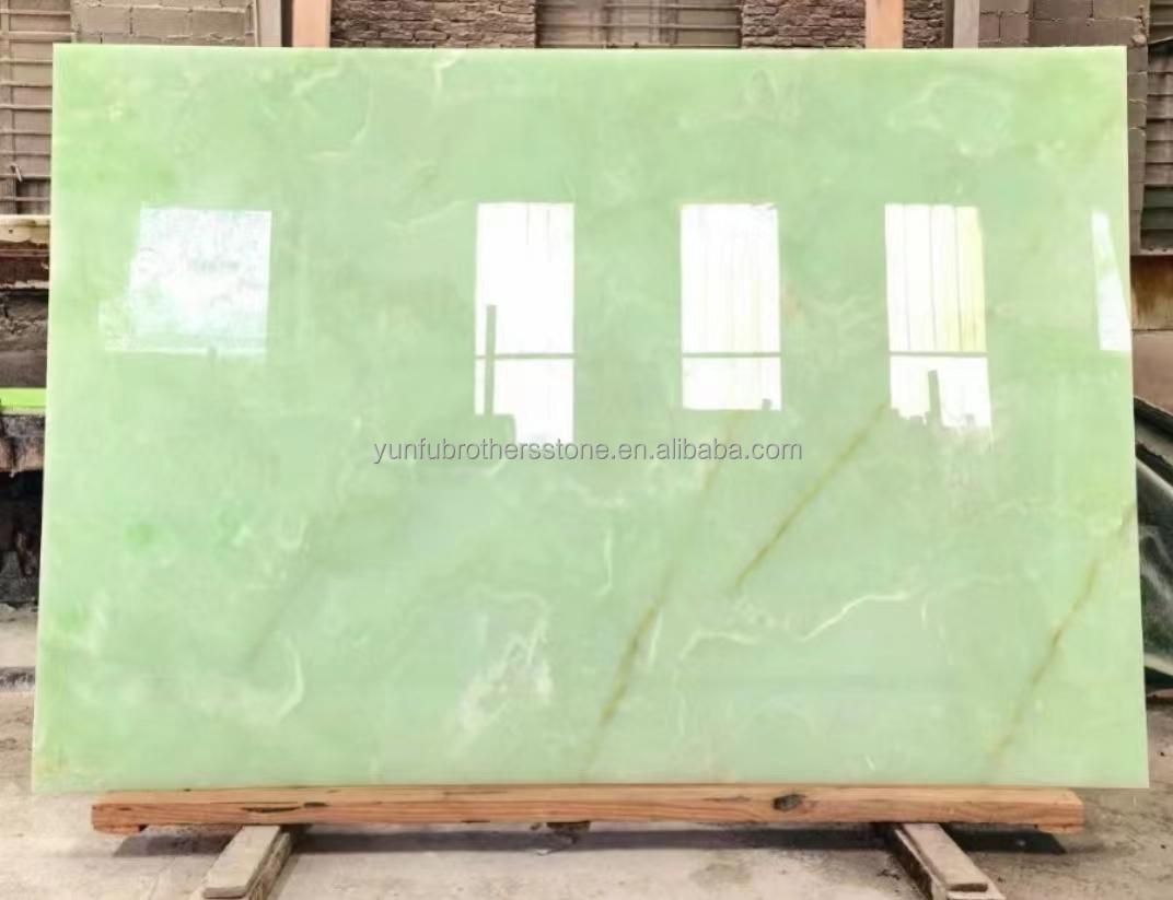 Modern Afghan Green Onyx Stone Slab for Hotel Living Room and Dining Hall Decoration