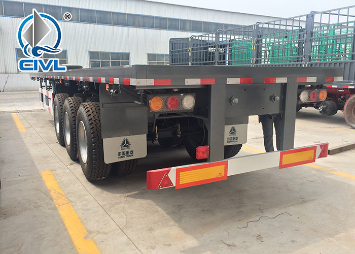 3 Axles 40 Feet Mechanical Equipment Hydraulic Flatbed Semi Trailer Polyurethane Paint