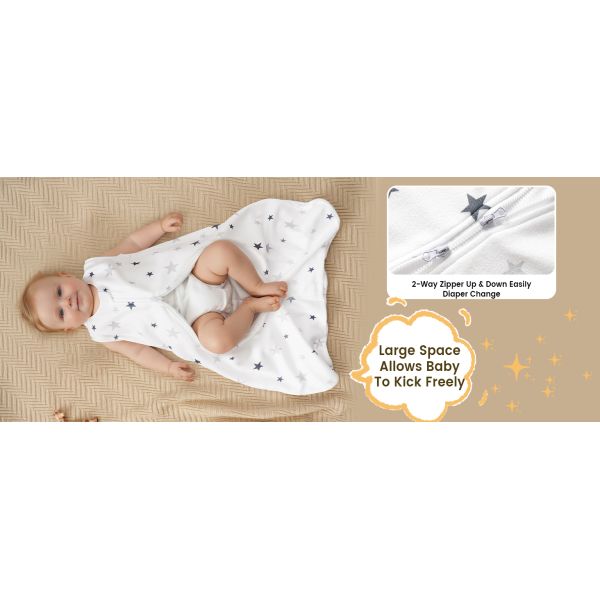 2 Pack Micro-Fleece Baby Sleep Sack with 2-Way Zipper - Comfortable Wearable Blanket With Clouds