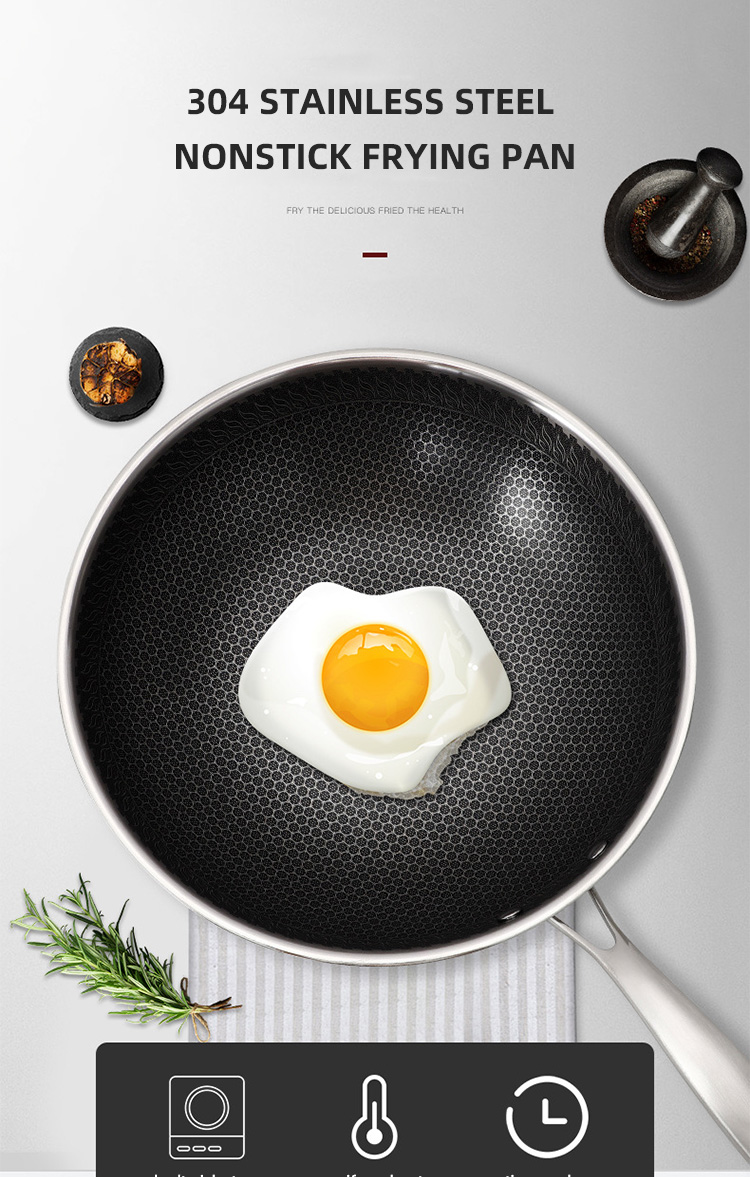 Factory Wholesale PFOA Free Non Stick Works 18/8 Stainless Steel Wok Pan with Glass Cover