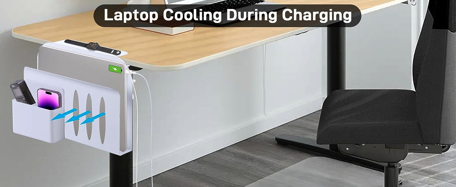 Table Side Storage for Perfect Standing Desk Cable Management Rack Single Tier Design