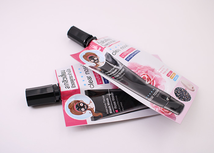 PP Plastic Cosmetic Lipstick Spouted Stand Up Pouches With Lip Brush Packing