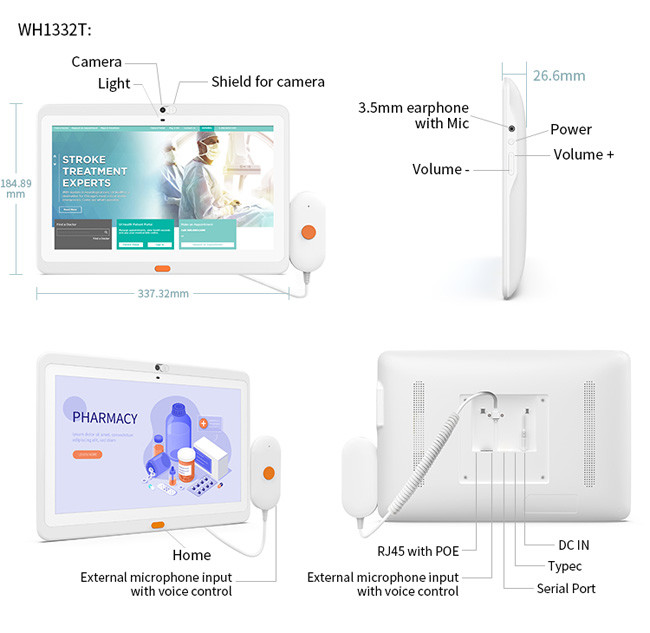 Oem Healthcare Interactive Android Tablet Customized Android 8.1 System One-Call Button For Medical Industry