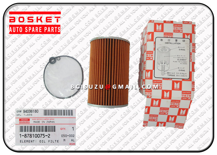 1-87810075-3 Isuzu Rubber / Paper Filters Fsr11 6BG1 Oil Filter Element 1878100753