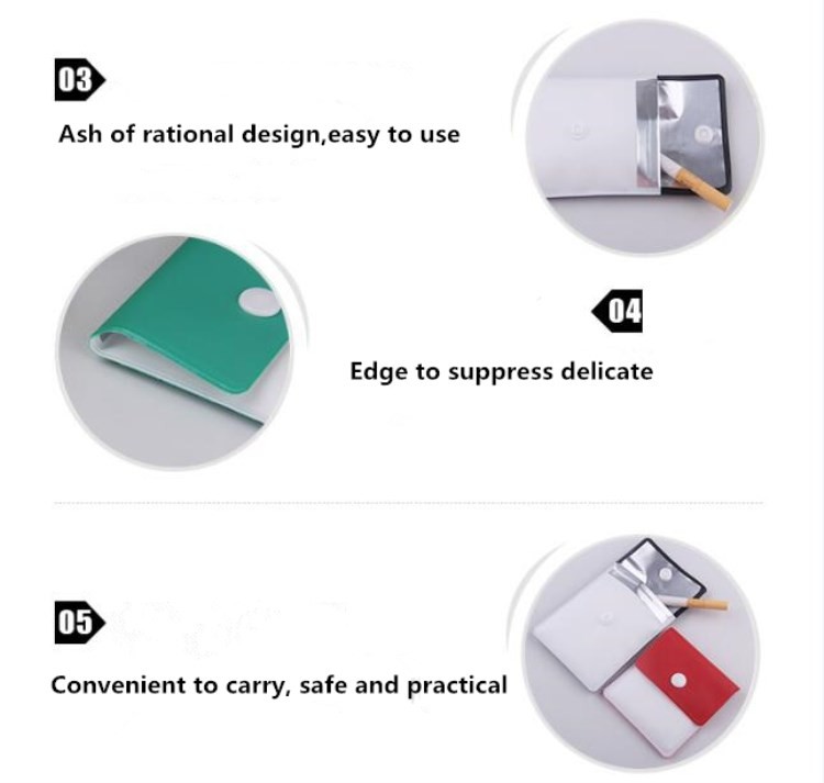 Promotional OEM Small colored PVC plastic pocket ashtray/tobacco pouch bag with custom logo free sample