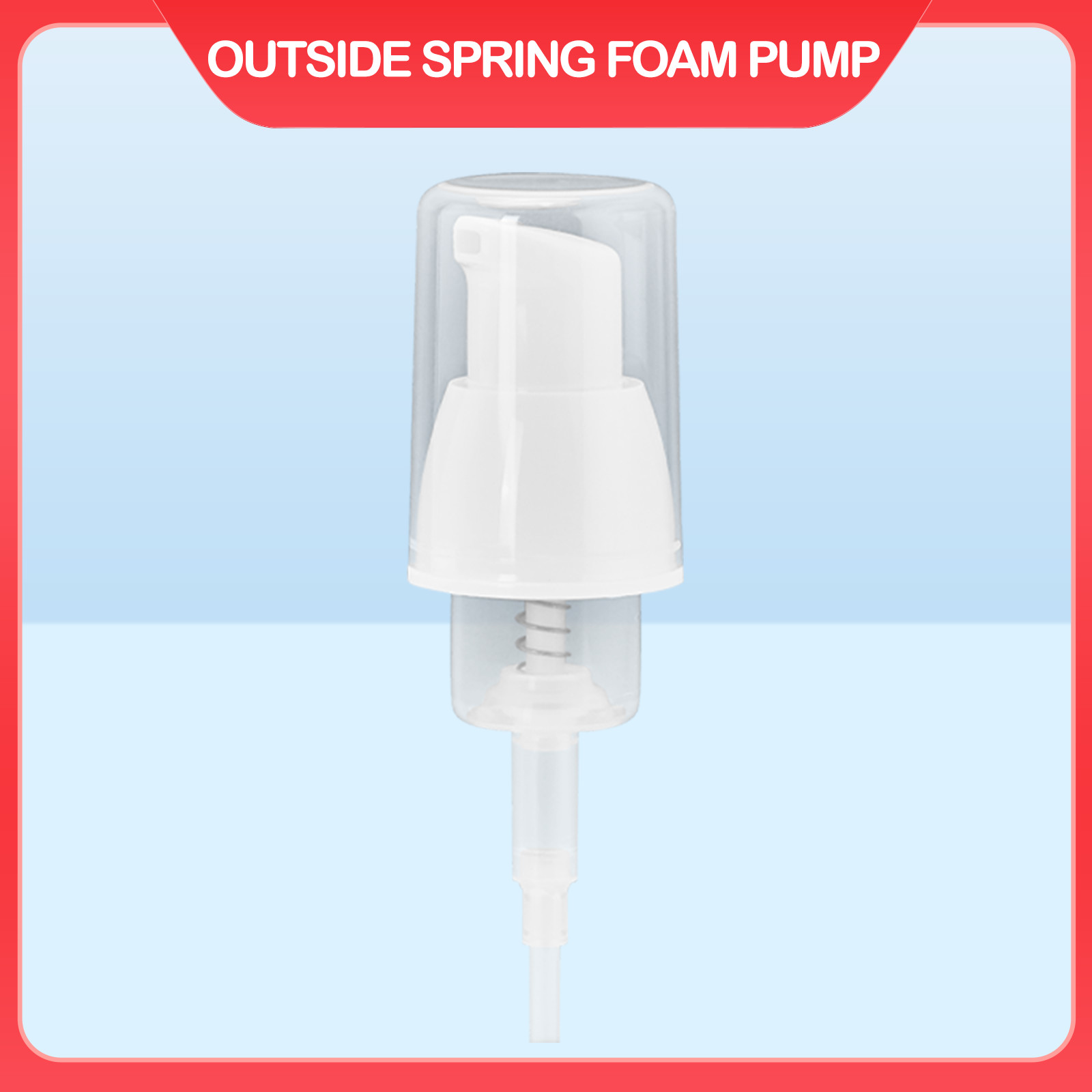 Clear Overcap Cosmetic Bottle Foam Pump With Secure Locking Method And 1.2mm Gasket