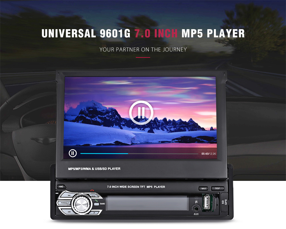 7 Inch Retractable Android Car Radio 1 Din FM AM USB Bluetooth Car Multimedia System With Gps
