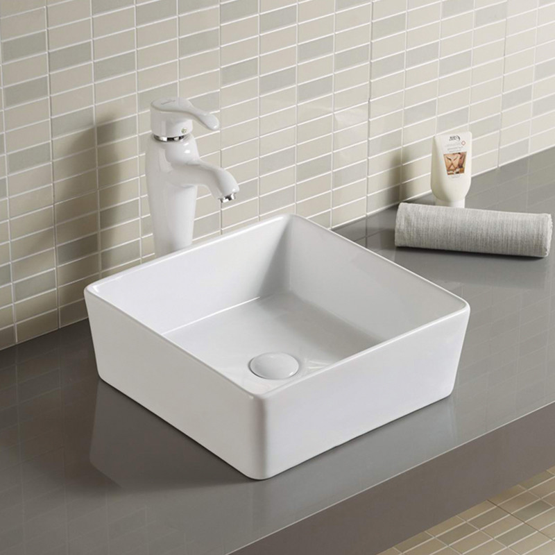 Ultra-Thin Counter Top Bathroom Sink square shape porcelain wash basin