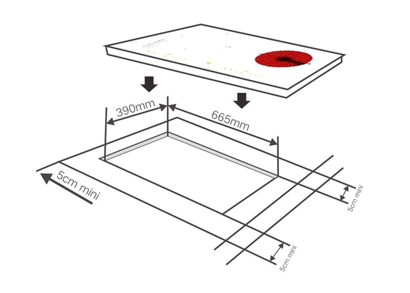 OEM 5400W 730X430mm Glass Top Ceramic Range