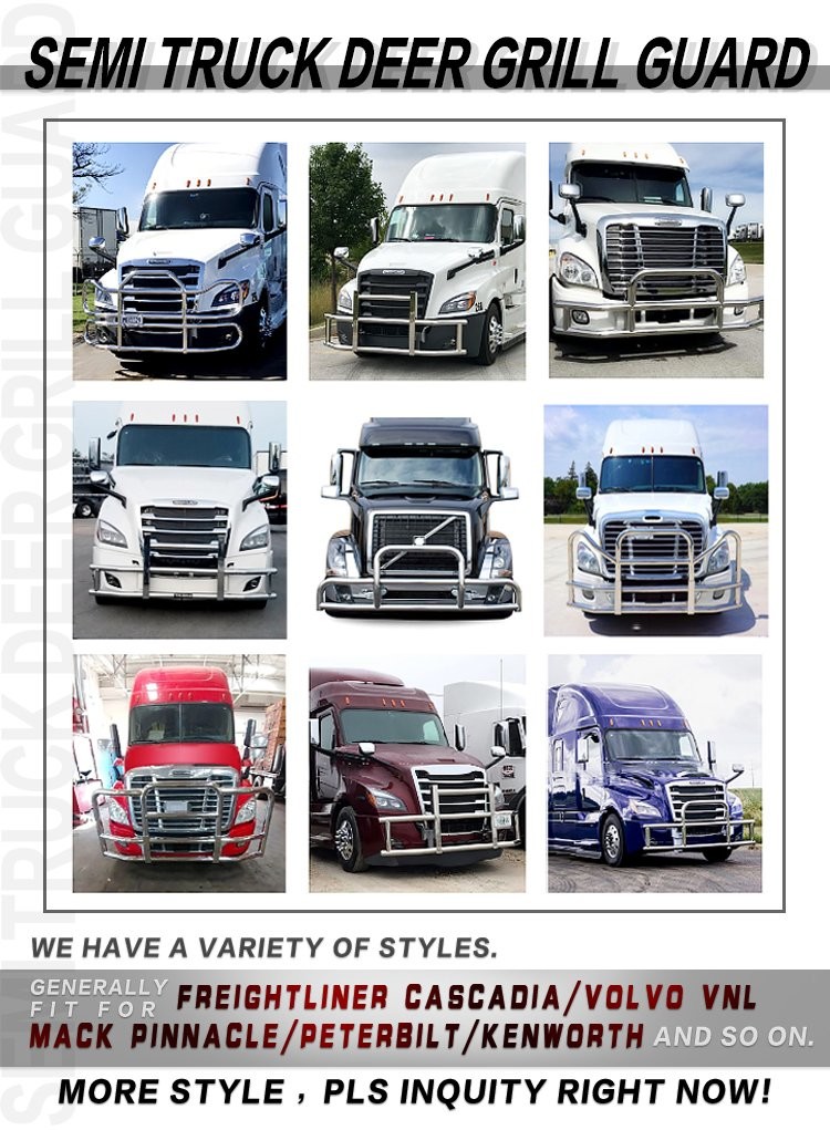 OEM Wholesale 304 Stainless Steel Semi Truck Deer Guard For Vnl Freightliner Cascadia Pinnacle