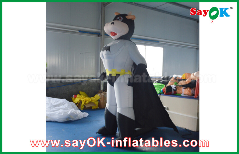 Blue / Red Inflatable Superman Cow Customized Animal Character Inflatable Model