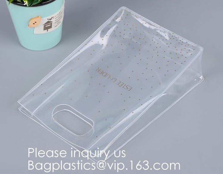 Waterproof All Over Printing PVC Coating Tote Shoulder Fabric Shopping Bag With Gusset And Lining,Jelly Clear Plastic PV