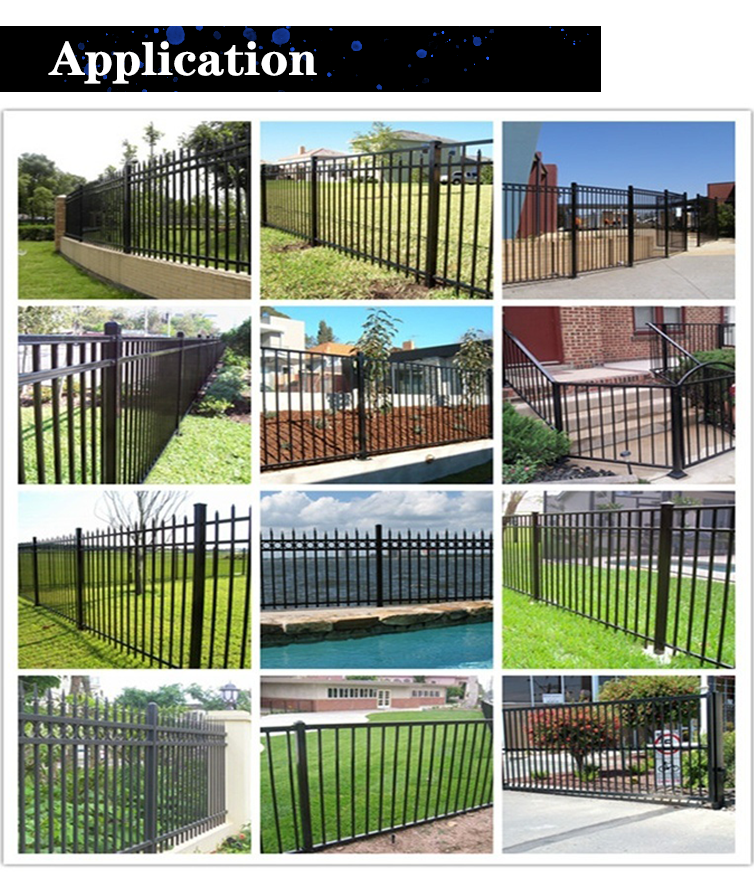 Wholesale 6ftx8ft garden black metal fences anti rust galvanized steel fence