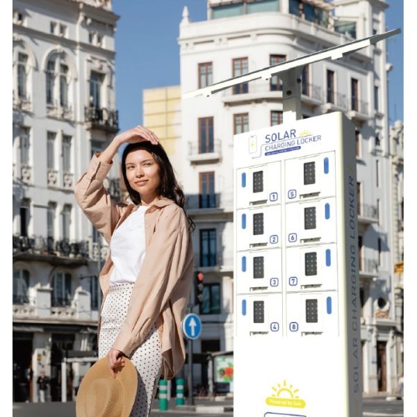Solar Powered Mobile Charging Locker Off-grid phone charging kiosk station outdoor