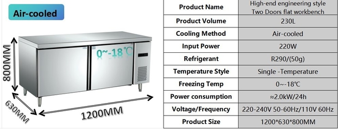 Thermal Insulation 2 Door Commercial Freezer Eco Friendly Commercial Kitchen Fridge Freezer