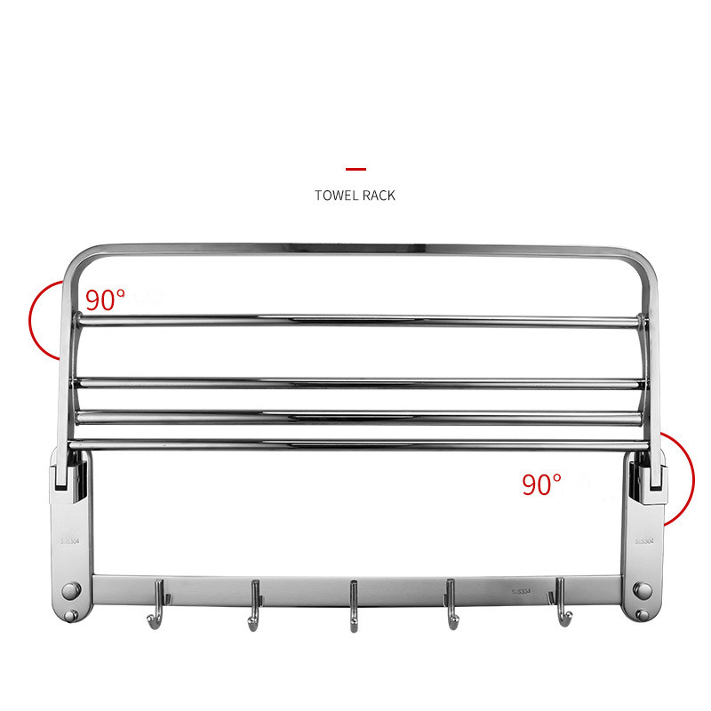 Rustproof Bathroom Towel Rack Double Towel Rack Shelf Wall Mount Shelf