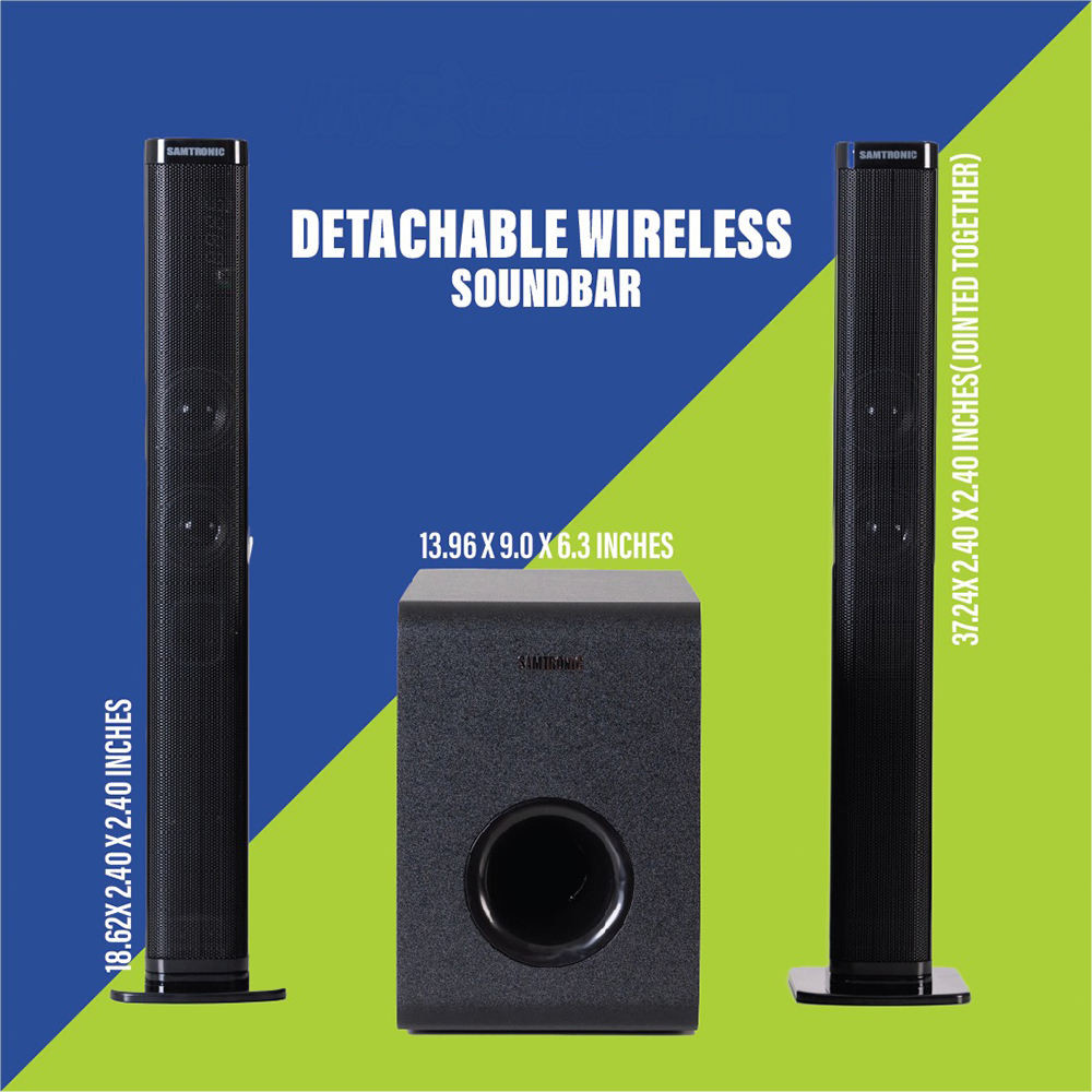 Bluetooth Wireless Soundbar Gray Wood Bluetooth Soundbar With 230W Outputs