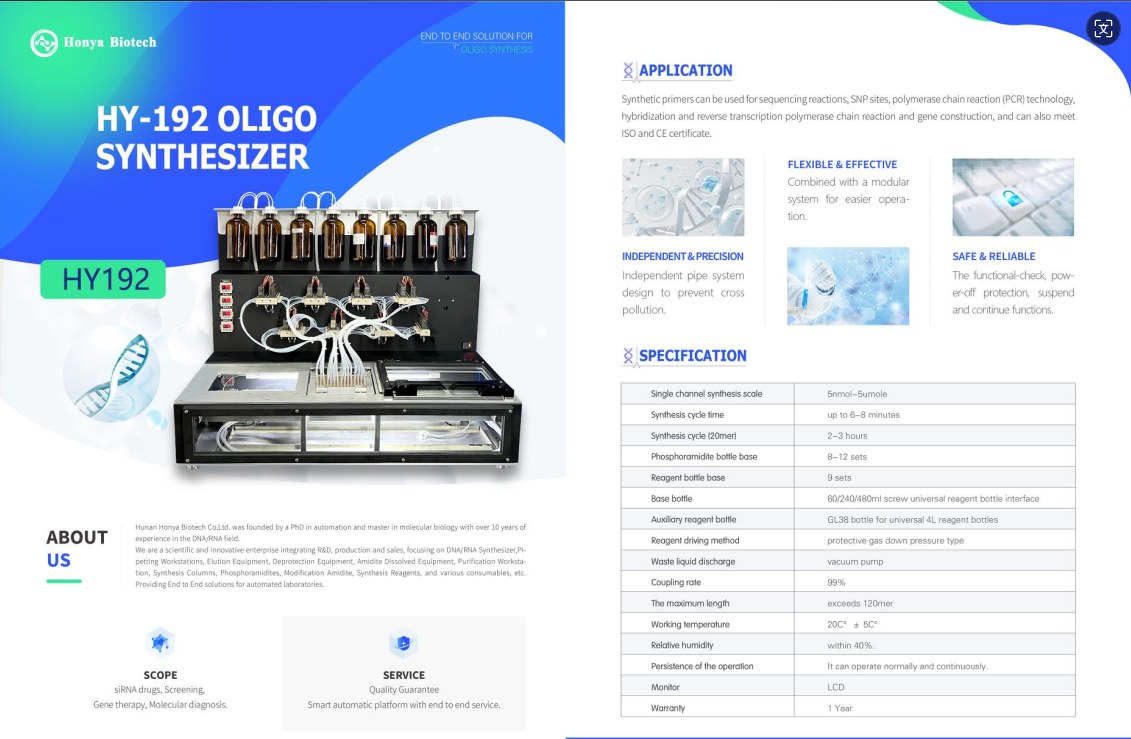 Nucleic Acid Oligonucleotide Synthesis Device for Gene Therapy Molecular Biology