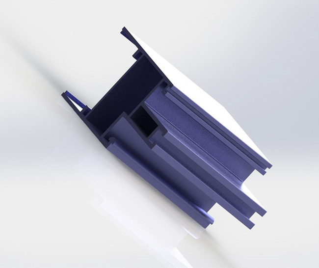 C60 Series Aluminum Curtain Wall Profile Half Hidden Frame Purple Coated