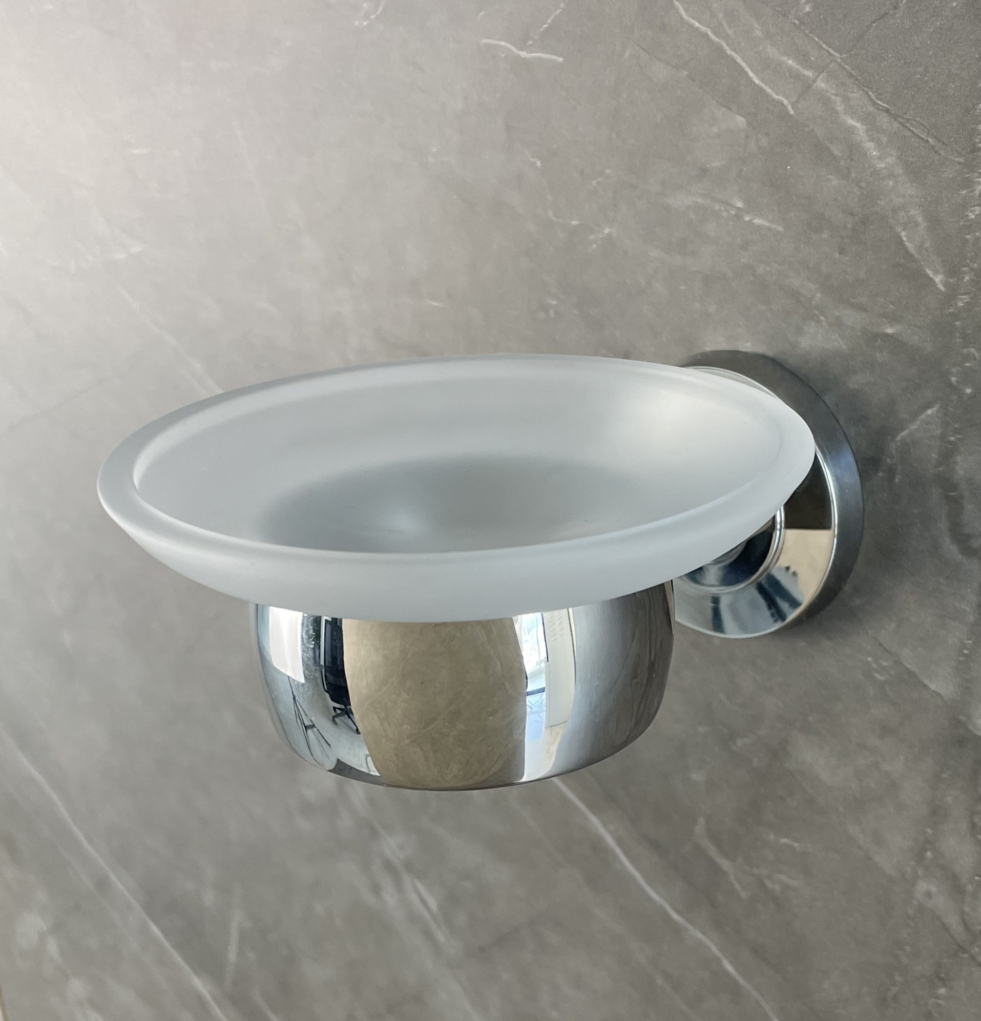 Frosted Glass Soap Box Sus304 Wall Mounted Soap Dish