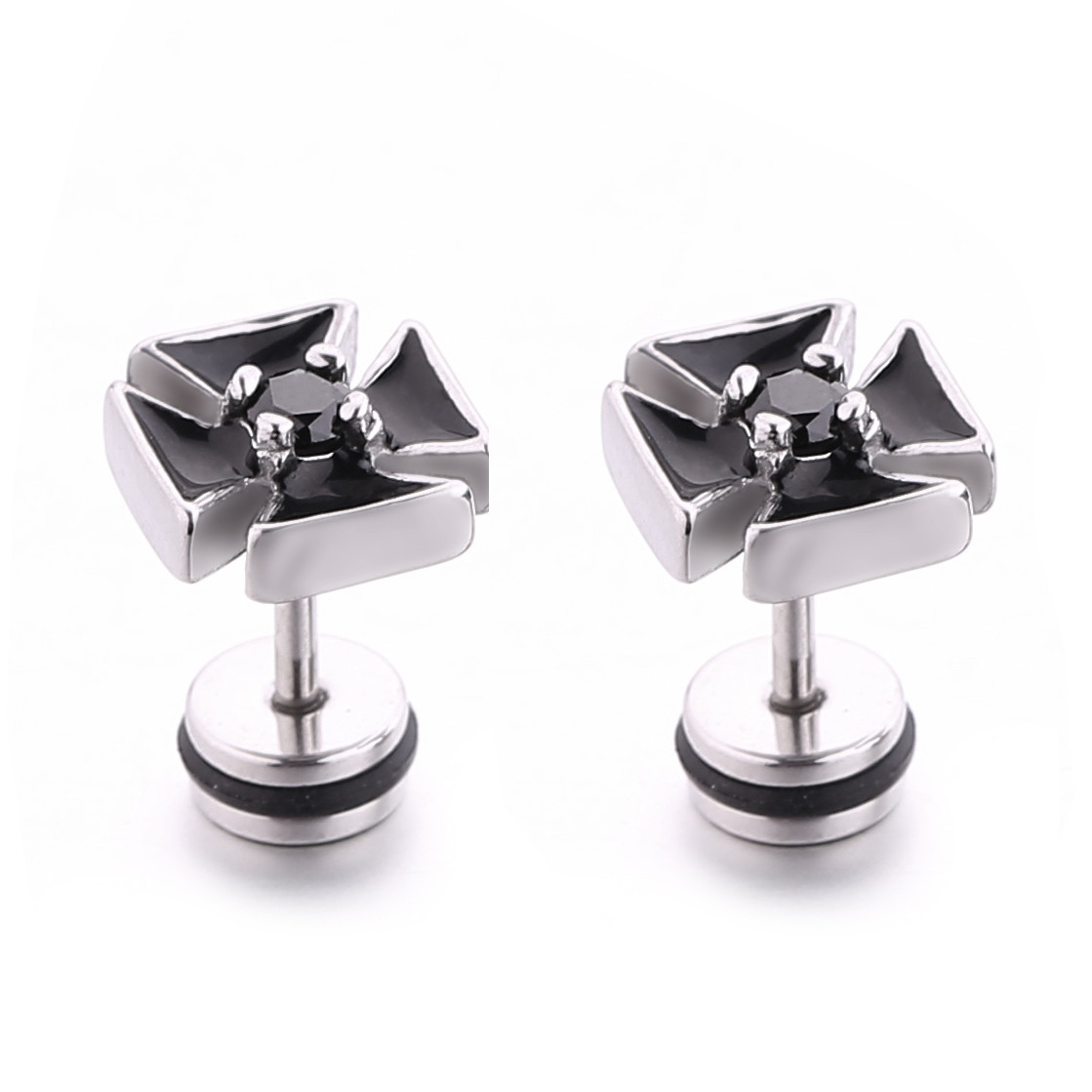 Hot Sale Black round stainless steel stud earring unique stud earrings