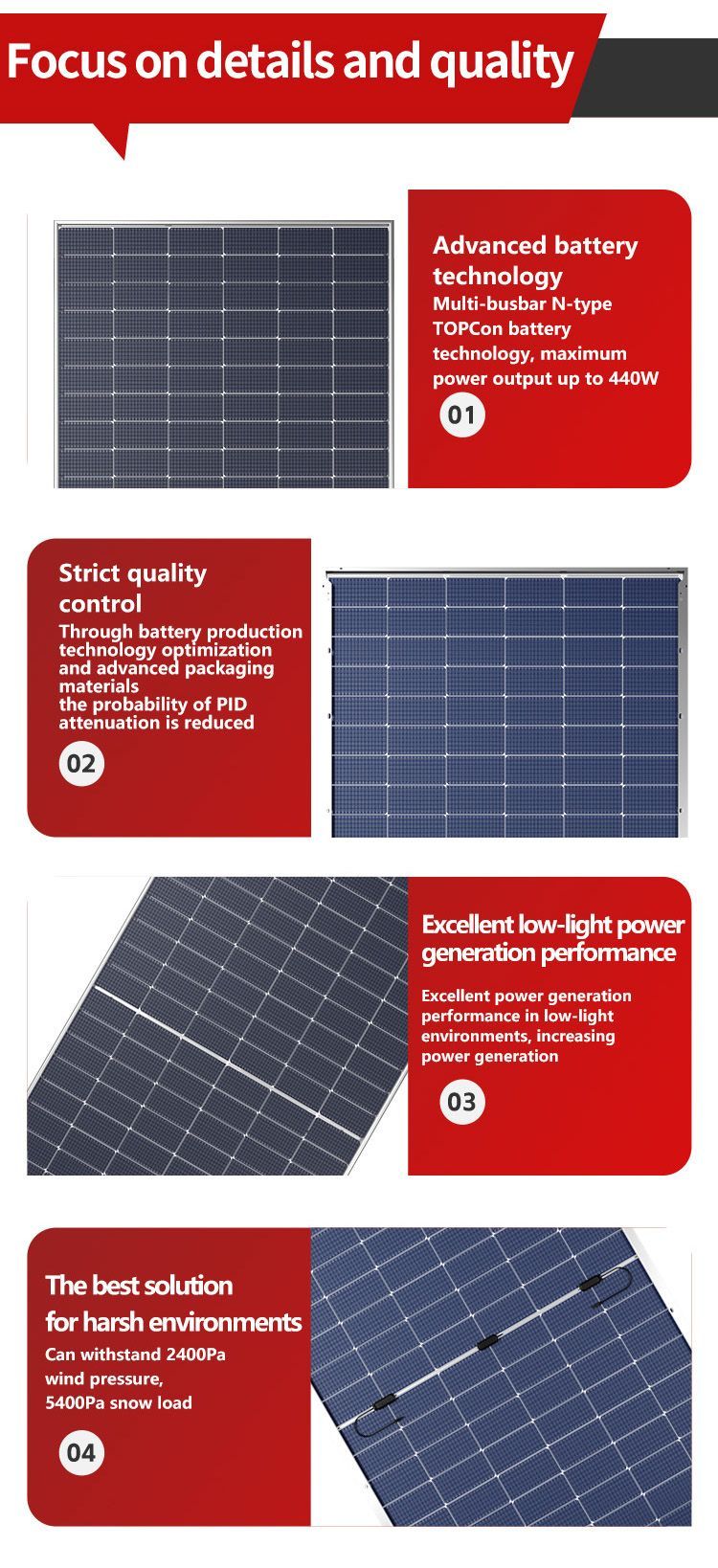 Hot Selling 580W-590W Monocrystalline Solar Panel Module 158.75mm Transparent CE Approved Solar Power Glass N-Type BIPV Hjt