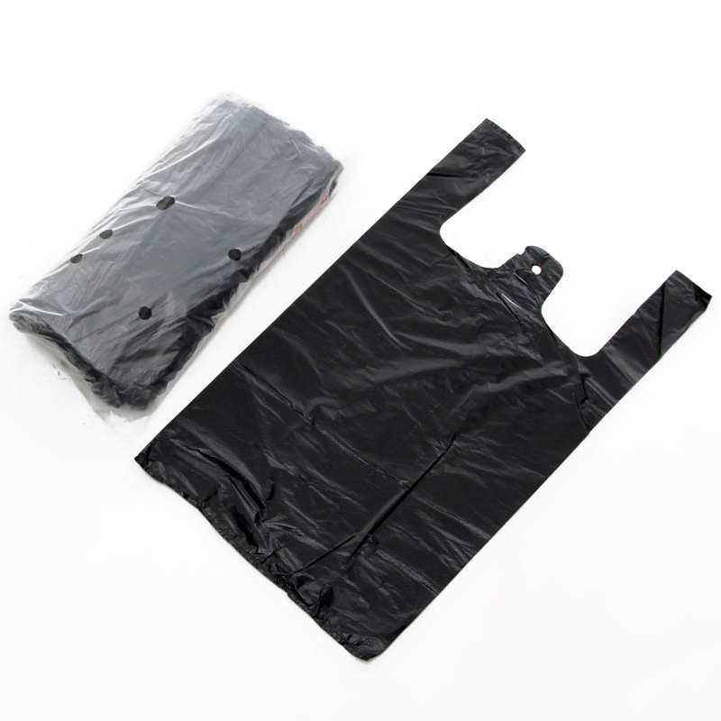 Black Color Biodegradable T Shirt Bags , T Shirt Plastic Shopping Bags
