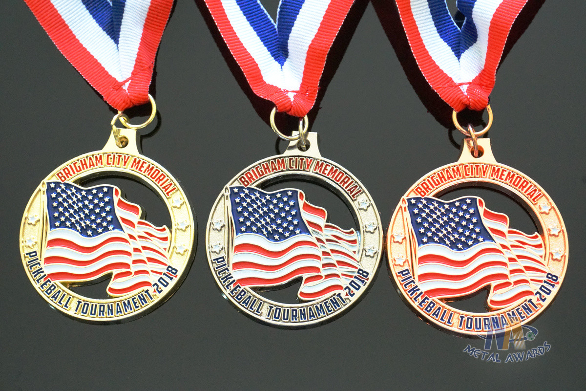 Die Cast Or Die Struck Pickleball USA Award Medals For Kids / Decorative Metal Medallions