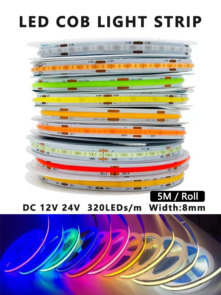 Dimmable LED COB Strip Light High Density Flexible Single Color
