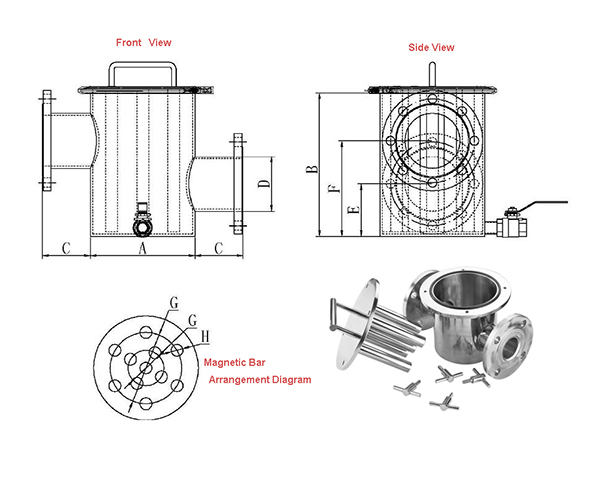 ISO14001 2004 Certified Magnetic Separators for Magnetic Drawers in Stainless Steel