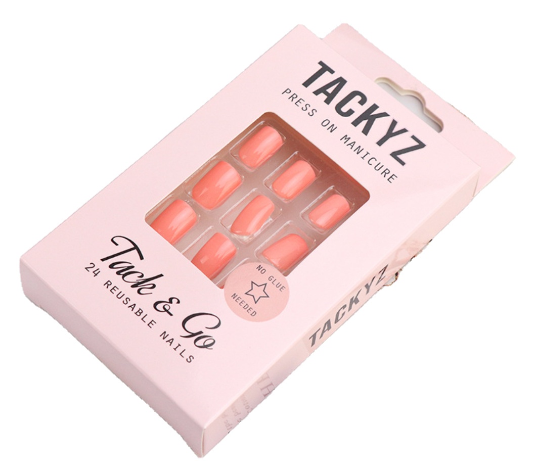 Art Paper Empty False Nail Packaging Clear Top rectangle Rigid Boxes