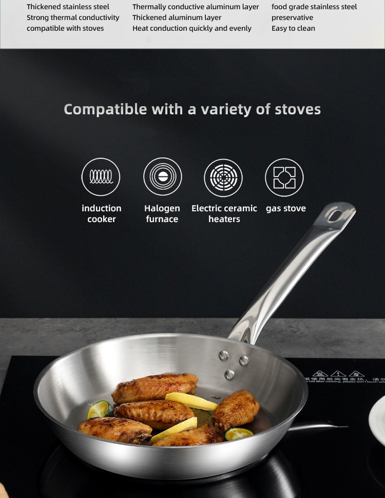 Best Whole Frypan Stainless Steel Cooking Pan Induction Cookware Frypan Non Stick Frying Pan
