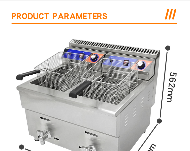 220V Double-tank Gas Deep Fryer Machine for Fast Food Restaurant Stainless Steel Chicken Fryer