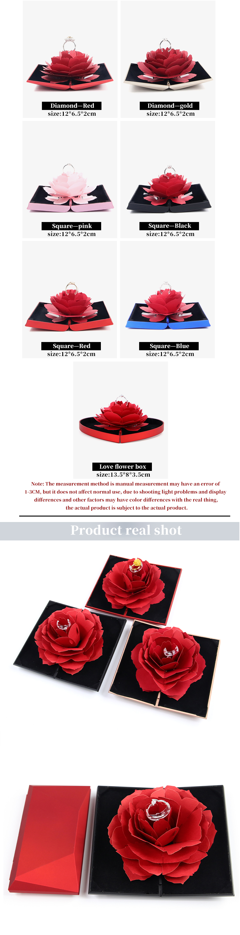 OEM Black Safflower Jewelry Packaging Case Rose Flower Gift Box For Jewellry