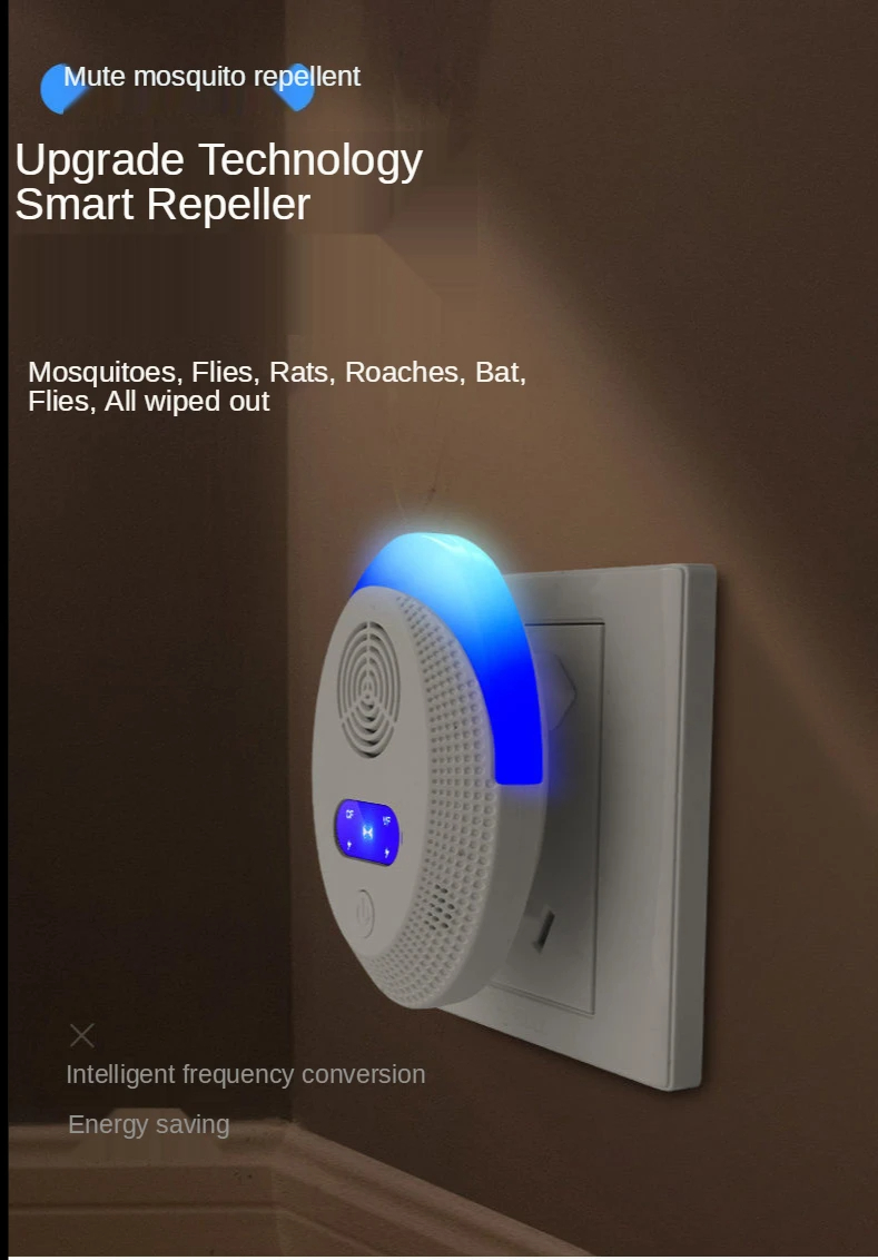 22-65KHz Ultrasonic Frequency Insect Control Device Directly from Repels 100 Insects
