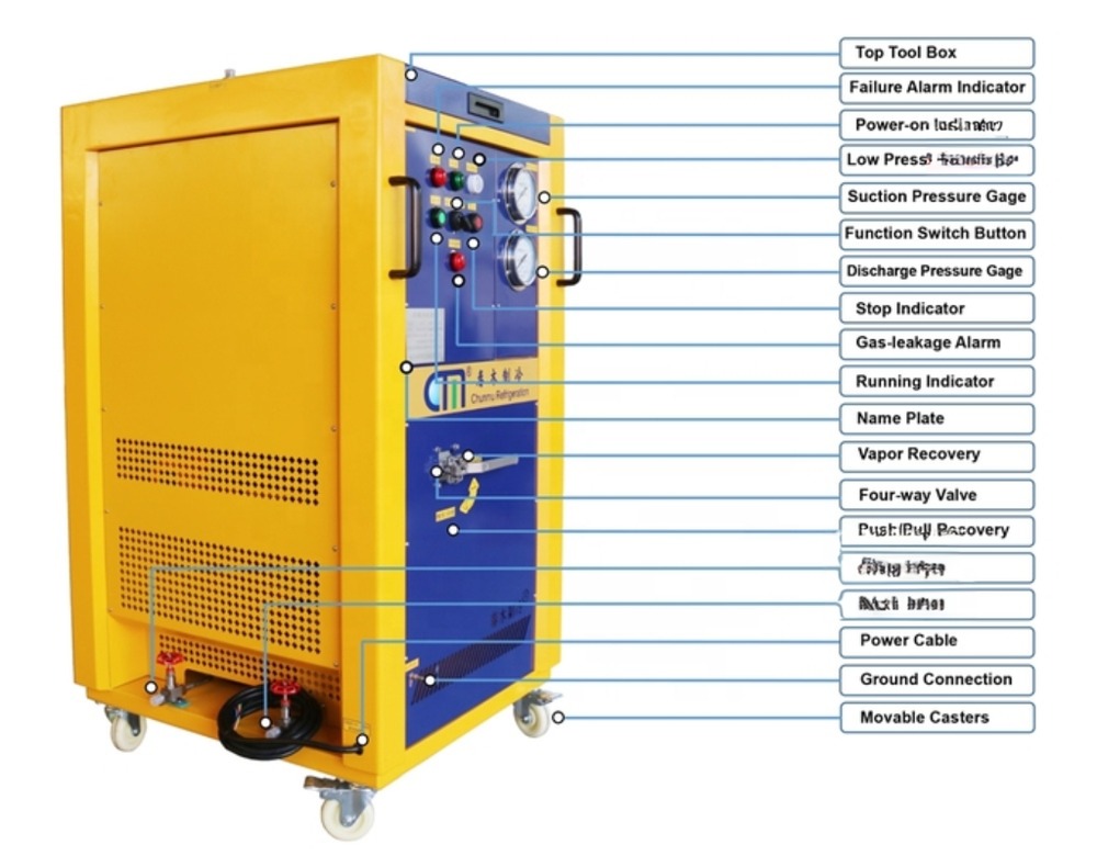 Hydrocarbon Refrigerant Recovery Machine Ac Gas Charging Machine R600a 4HP Recovery System