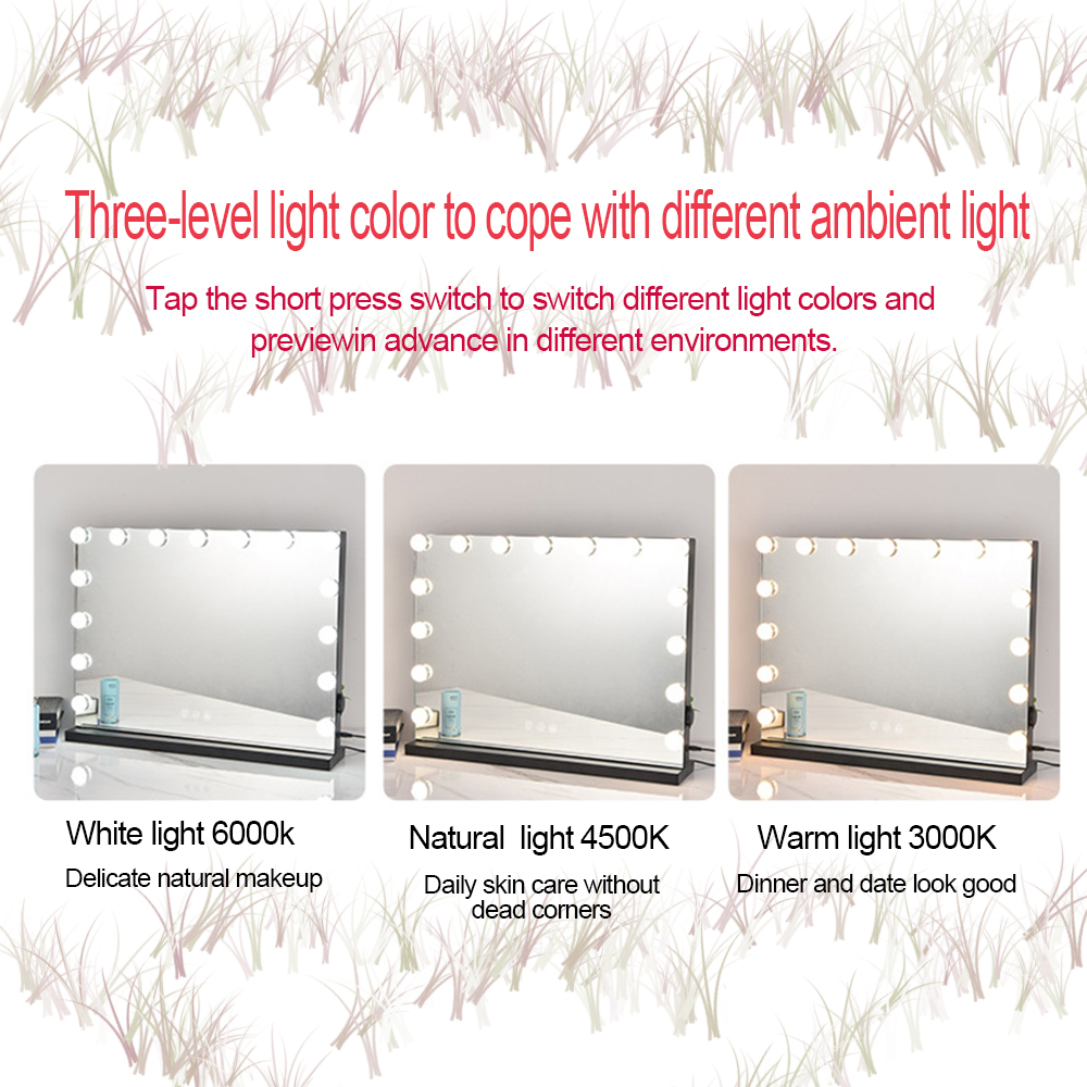 Extra LOGO Genuine Black Chorome Make Up Makeup Full Wall Light Led Home Decor Hollywood With Lighting Mirror