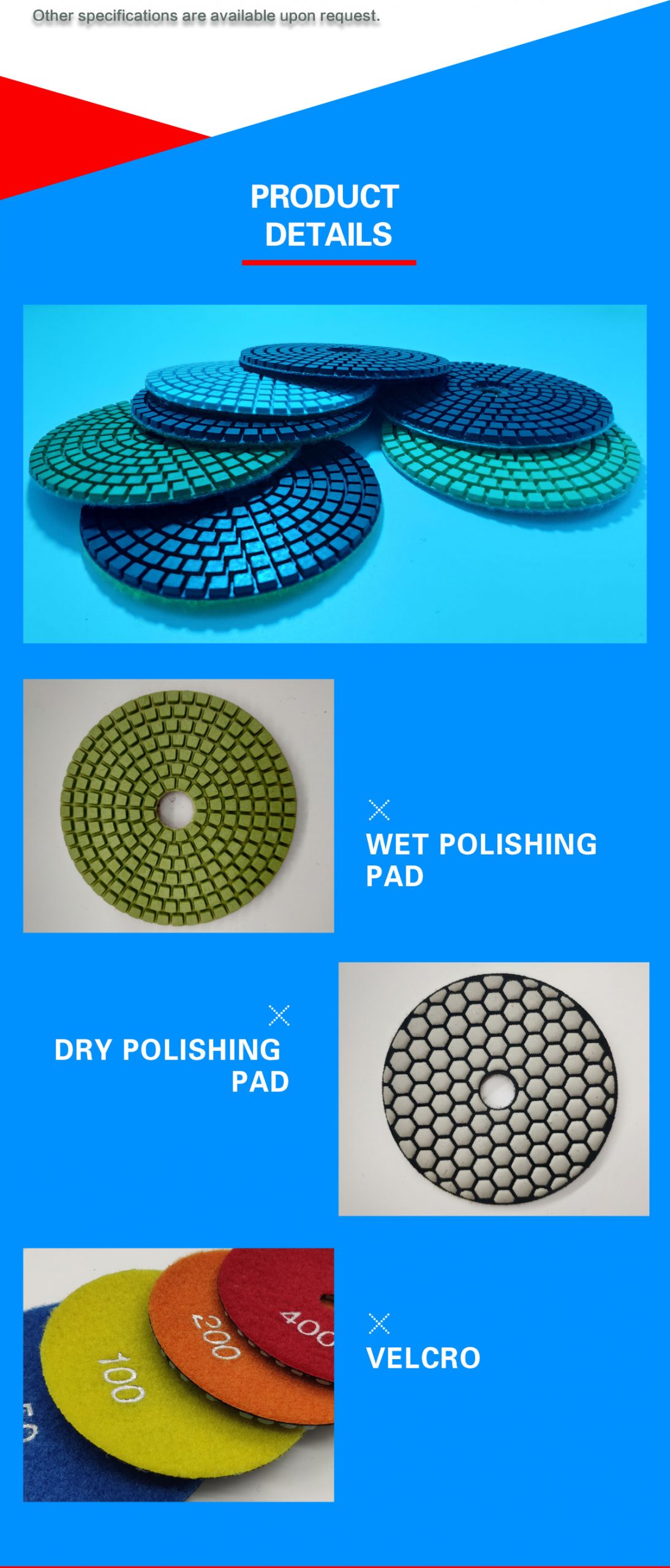 4'' Diamond Polishing Tools for Granite Marble Stone 3-step Pads Abrasives Sandpaper