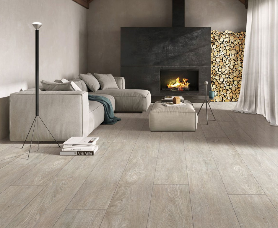 ISO9001 Rectified Edge Matte Grey Porcelain Tile Wood Gray 60Boxes/Plt