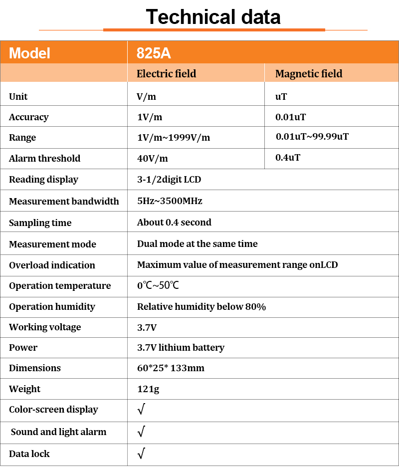 3500MHz Multifunction Environment Meters Digital Electromagnetic Radiation Tester