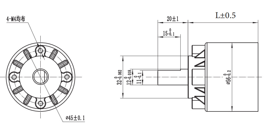 PG56A-ZA-HT Zinc Alloy Helix Teeth Planetary Gear Reducer 56mm Dia