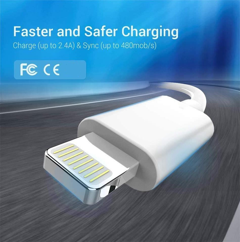 TPE Lightning IPhone Charger Cable 2.4A , 6FT Lightning To USB Cable For IPhone 12 11 Pro Max Xs