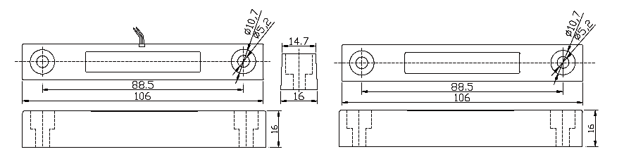 Surface-mounted Magnetic Sensor in zinc-alloyed material with gap of 40-60MM for Metal Door