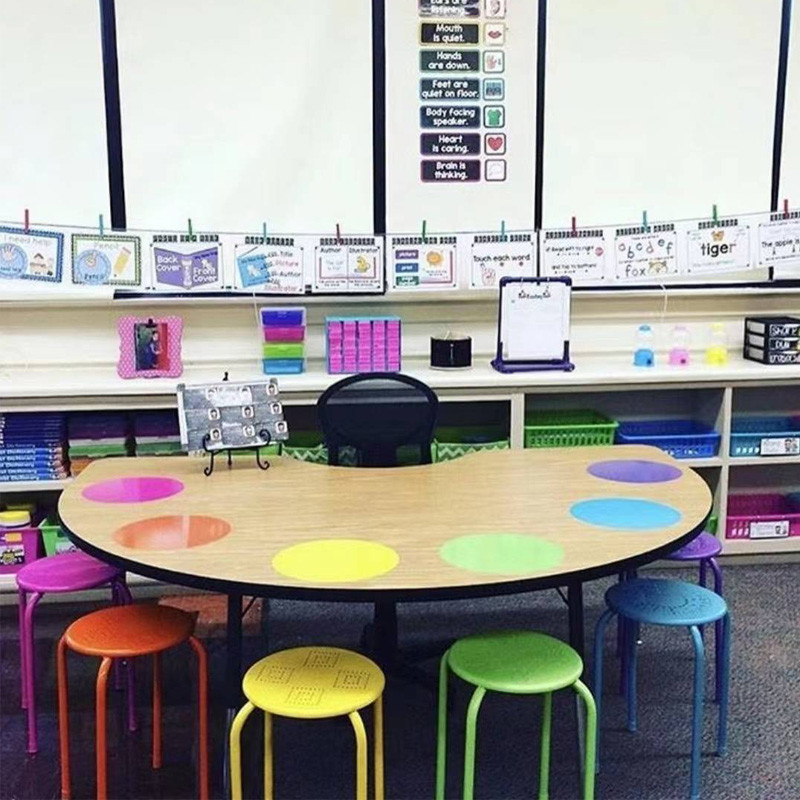 Removable Glue Kids Dry Erase Table Dots Circle Stickers 3x3'' 5x5''