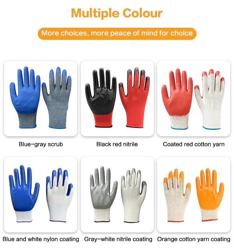 Polyester Latex Gloves Anti-Slip Construction Labor Non-slip Hand Personal Protection Garden Work Gloves