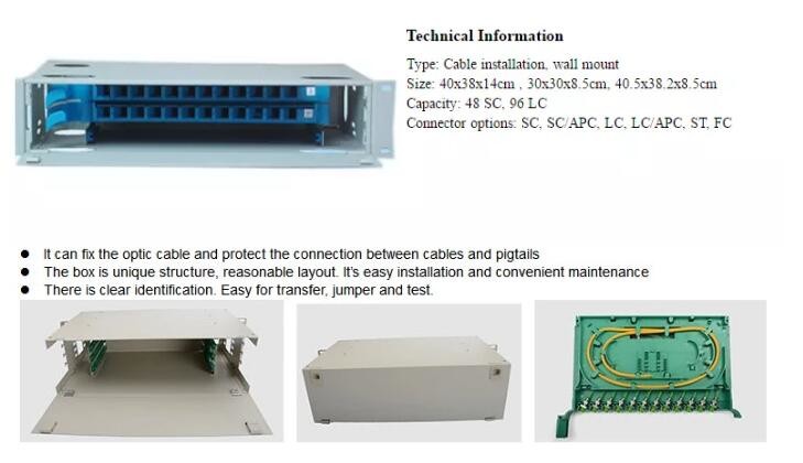 24 48 Port SC FC ST LC Optical Fiber Distribution Frame